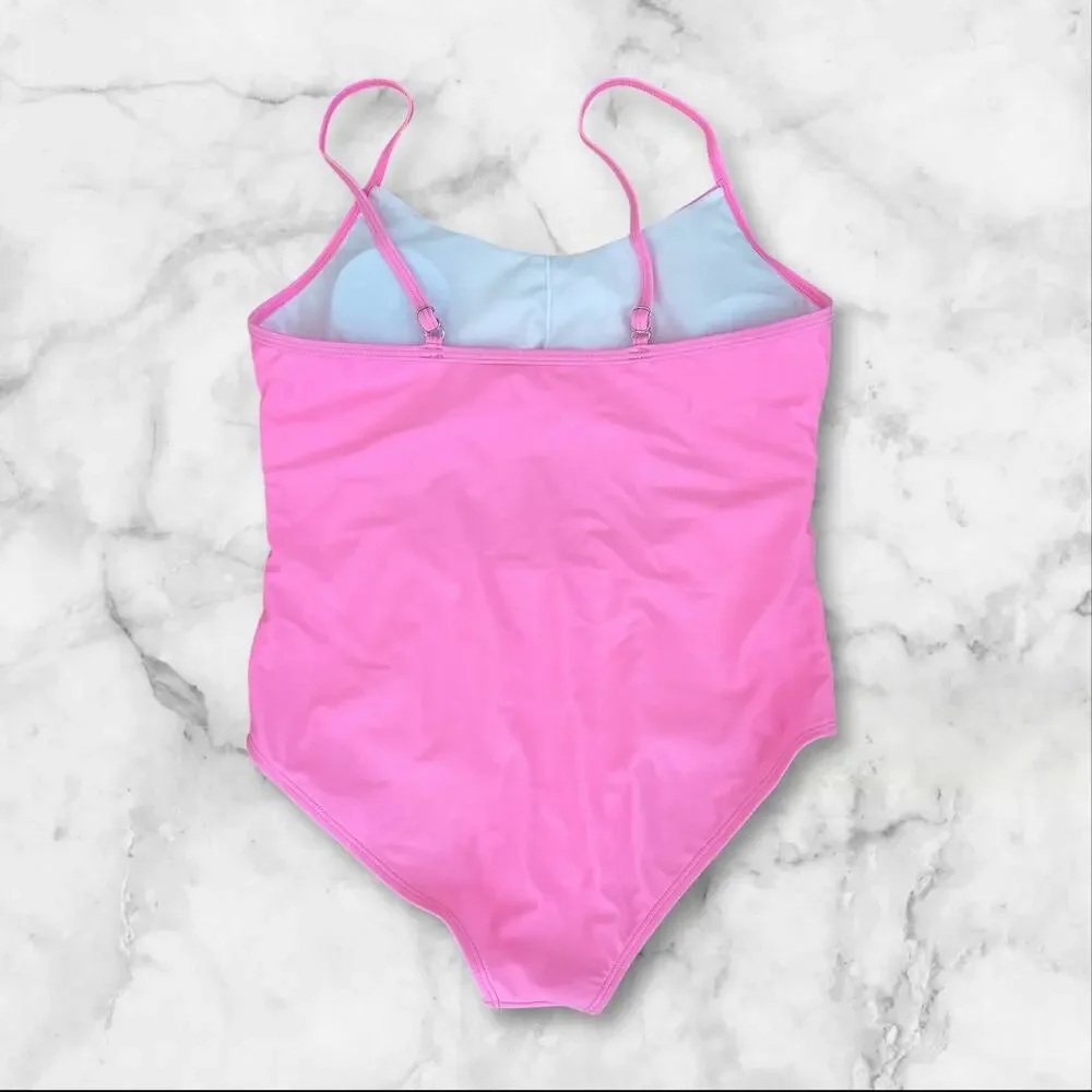 Girls Pink Cut Out Adjustable Strap One Piece Swimsuit Size 14 - NWOT
